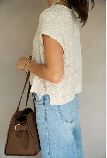 PATCH SLEEVELESS SWEATER- OATMEAL