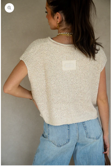 PATCH SLEEVELESS SWEATER- OATMEAL