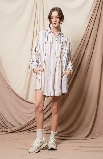Striped Linen Shirt Dress