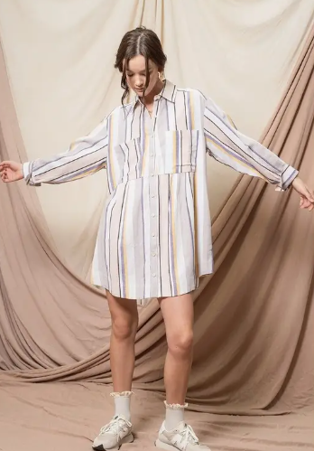 Striped Linen Shirt Dress