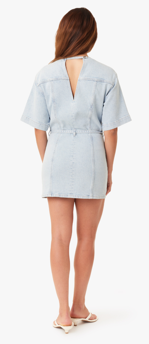 SHORT SLEEVE BELTED MINI DRESS