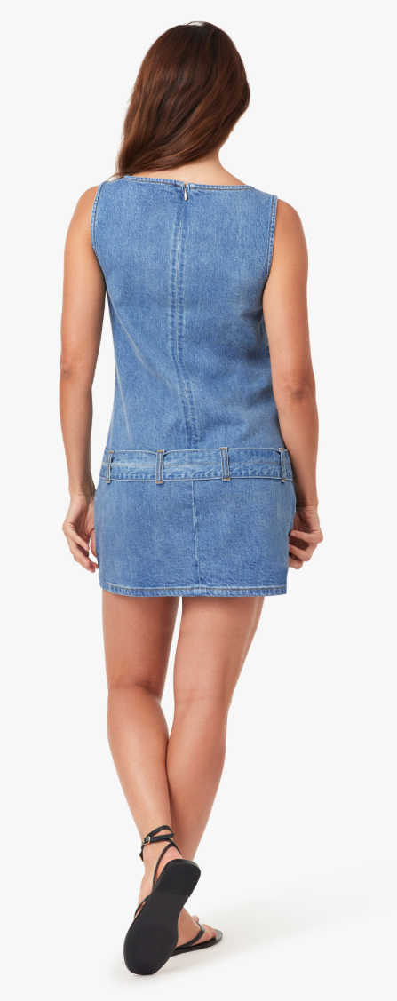 SLEEVELESS BELTED MINI DRESS