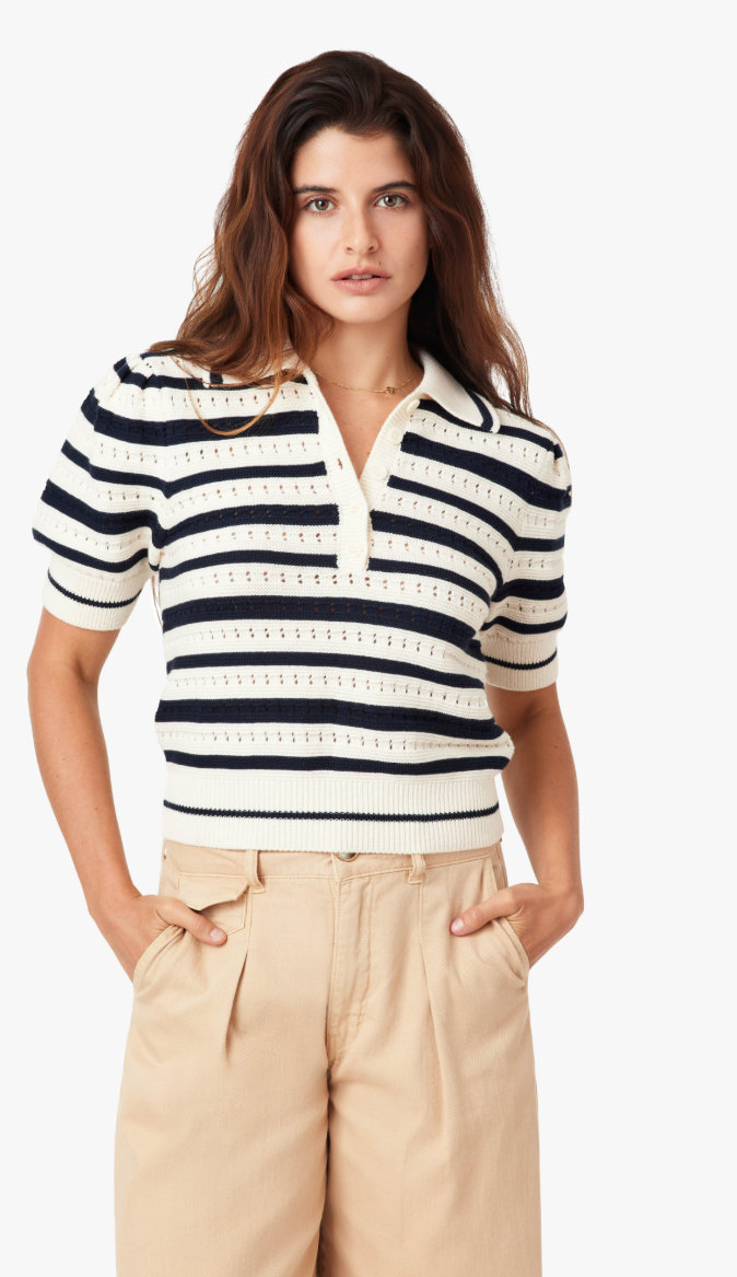 STRIPED POLO SWEATER