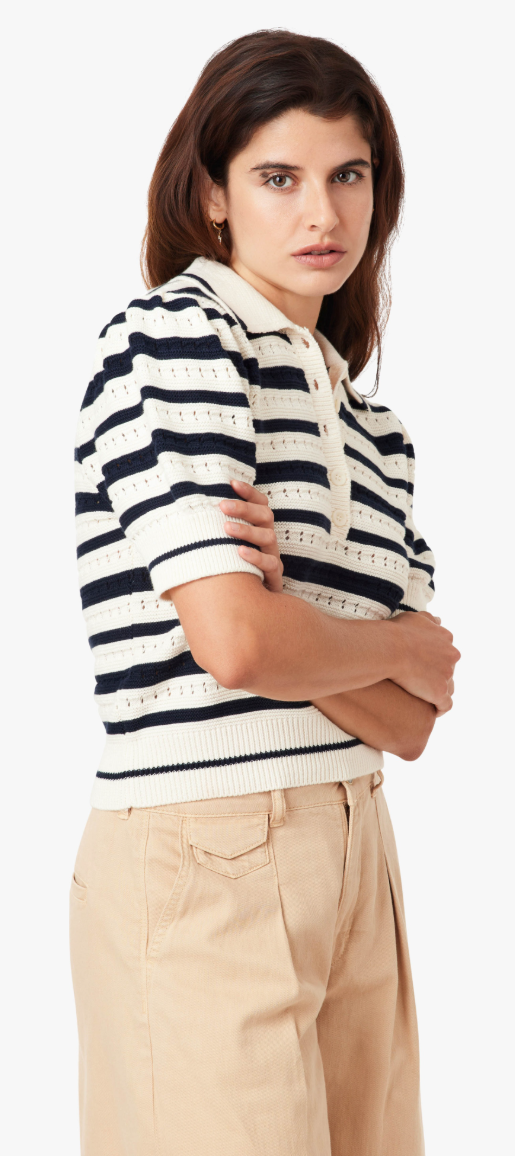 STRIPED POLO SWEATER