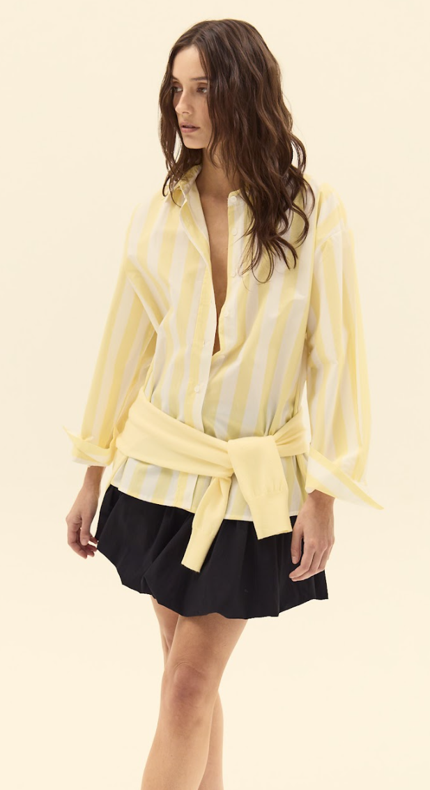 DELUC Vicenzo Shirt - Yellow Stripe Oversized Button-Down Top