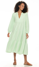 COTTON GAUZE TIERED DRESS