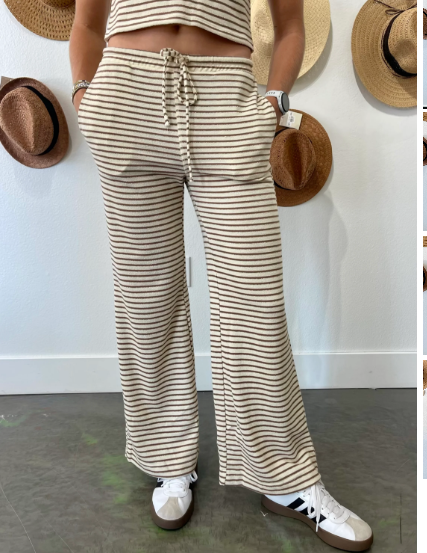CREAM MOCHA STRIPED LOUNGE PANTS