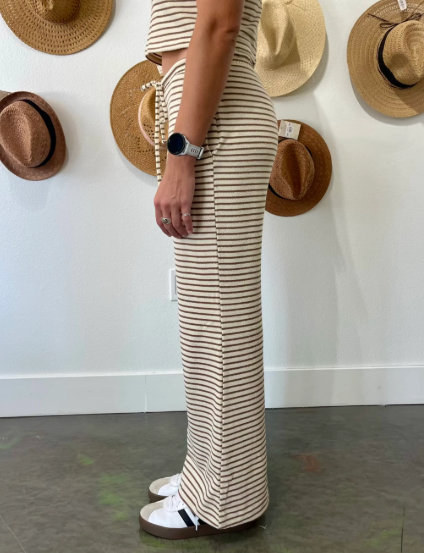CREAM MOCHA STRIPED LOUNGE PANTS