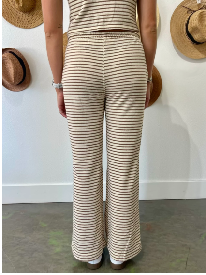 CREAM MOCHA STRIPED LOUNGE PANTS