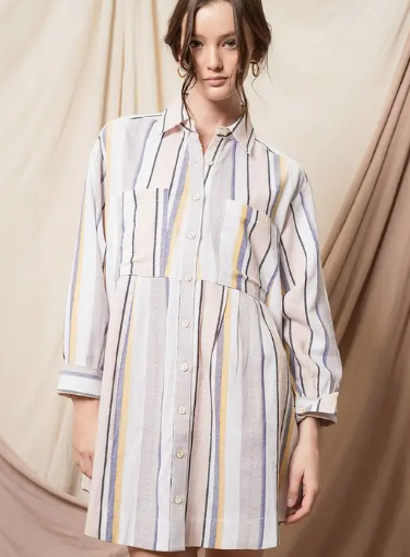 Striped Linen Shirt Dress