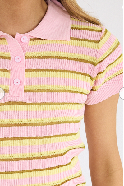 LEVANZO KNIT POLO TOP