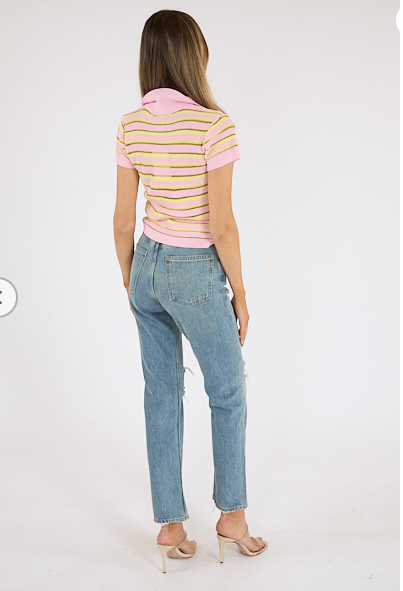 LEVANZO KNIT POLO TOP