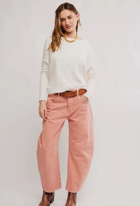Free People Good Luck Mid Rise Barrel in DESERT PETAL