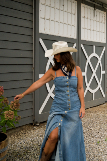 Button Down Sleeveless Denim Dress