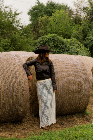 Sheer Floral Lace Layering Midi Skirt
