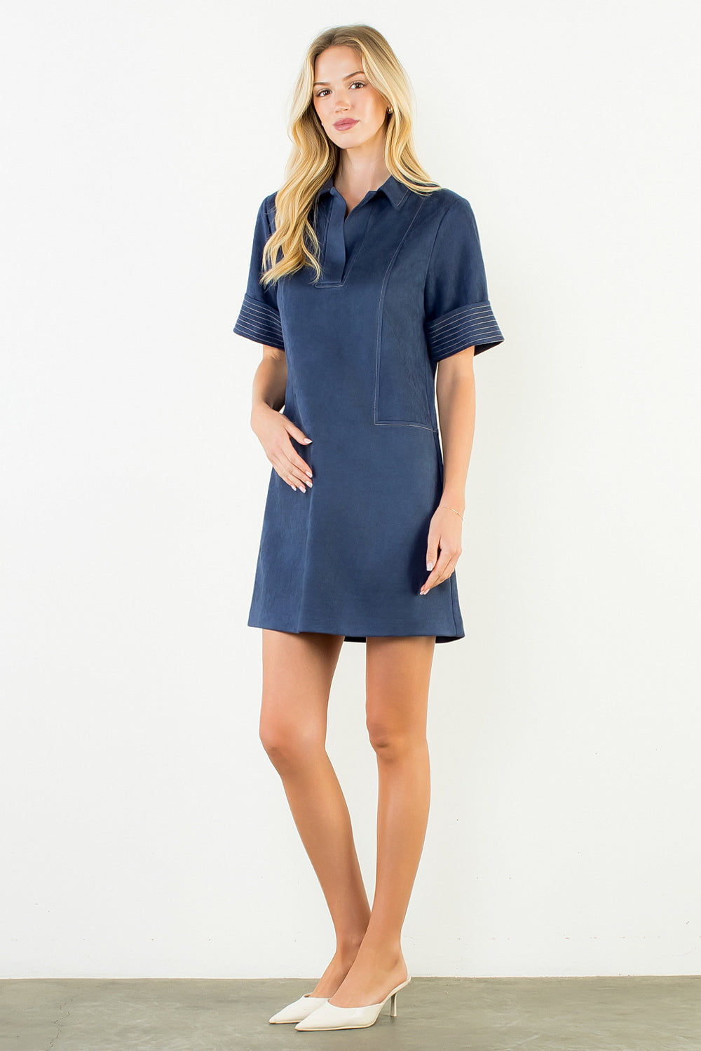 SUEDE COLLARED DRESS