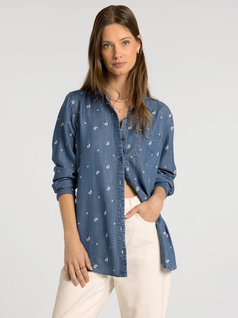 Paisley Button Down Tencel Top
