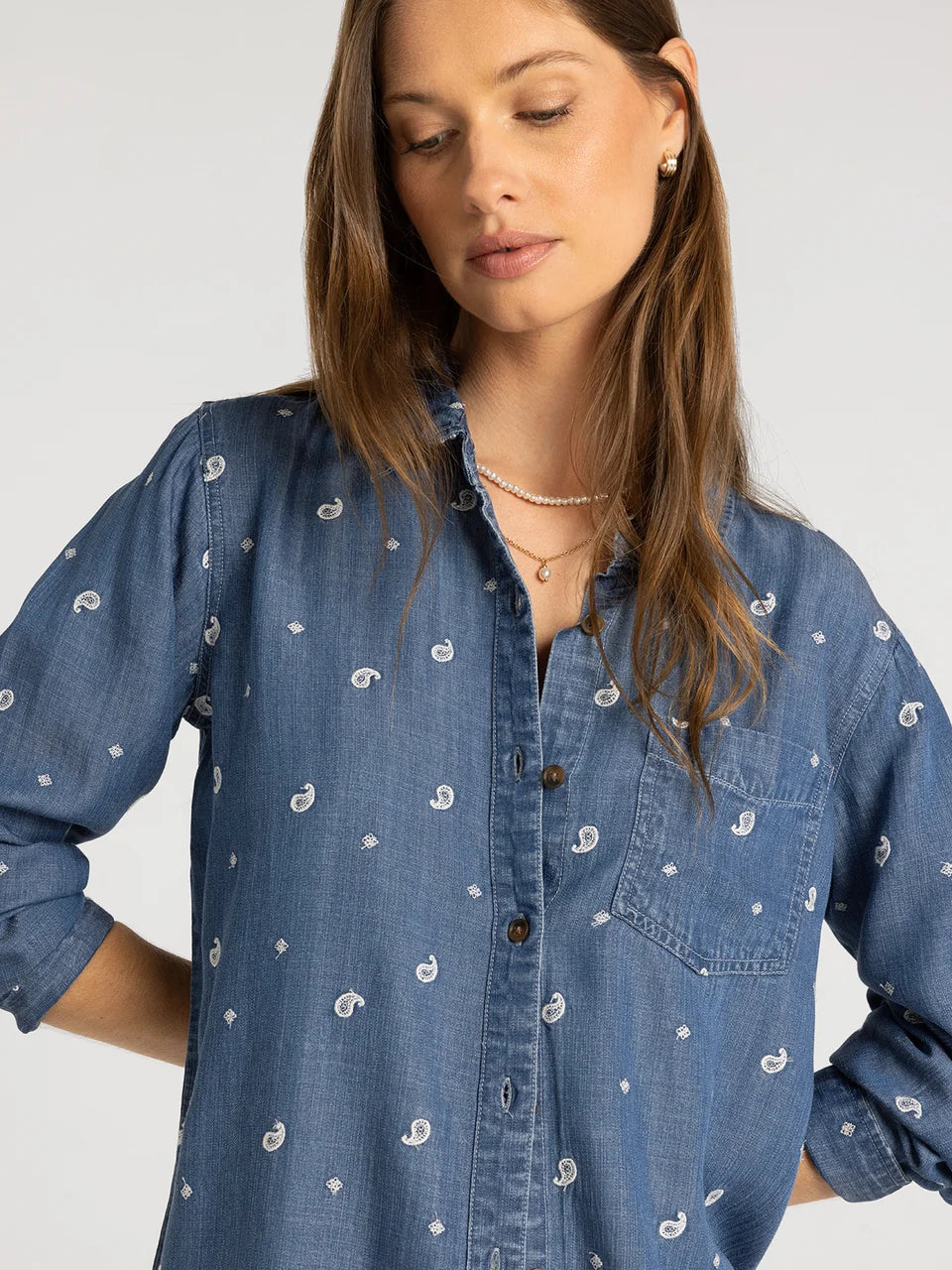 Paisley Button Down Tencel Top