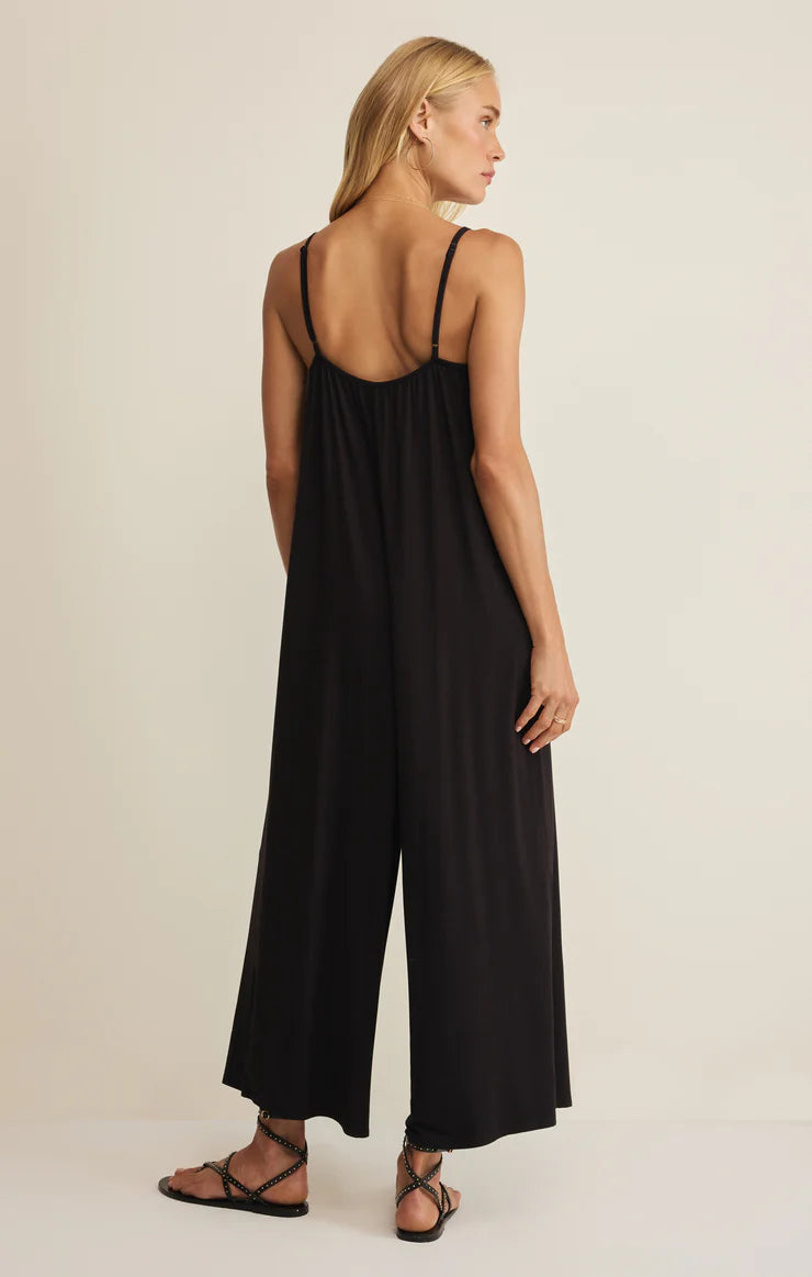 Z Supply Day Off Jumpsuit - Black Sleeveless Jersey One-Piece