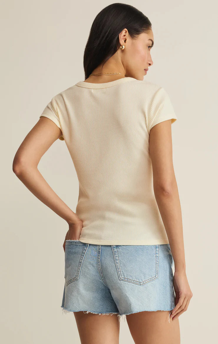 Leisurely Ribbed Scoop Neck Tee