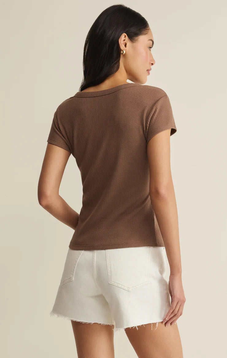 Leisurely Ribbed Scoop Neck Tee