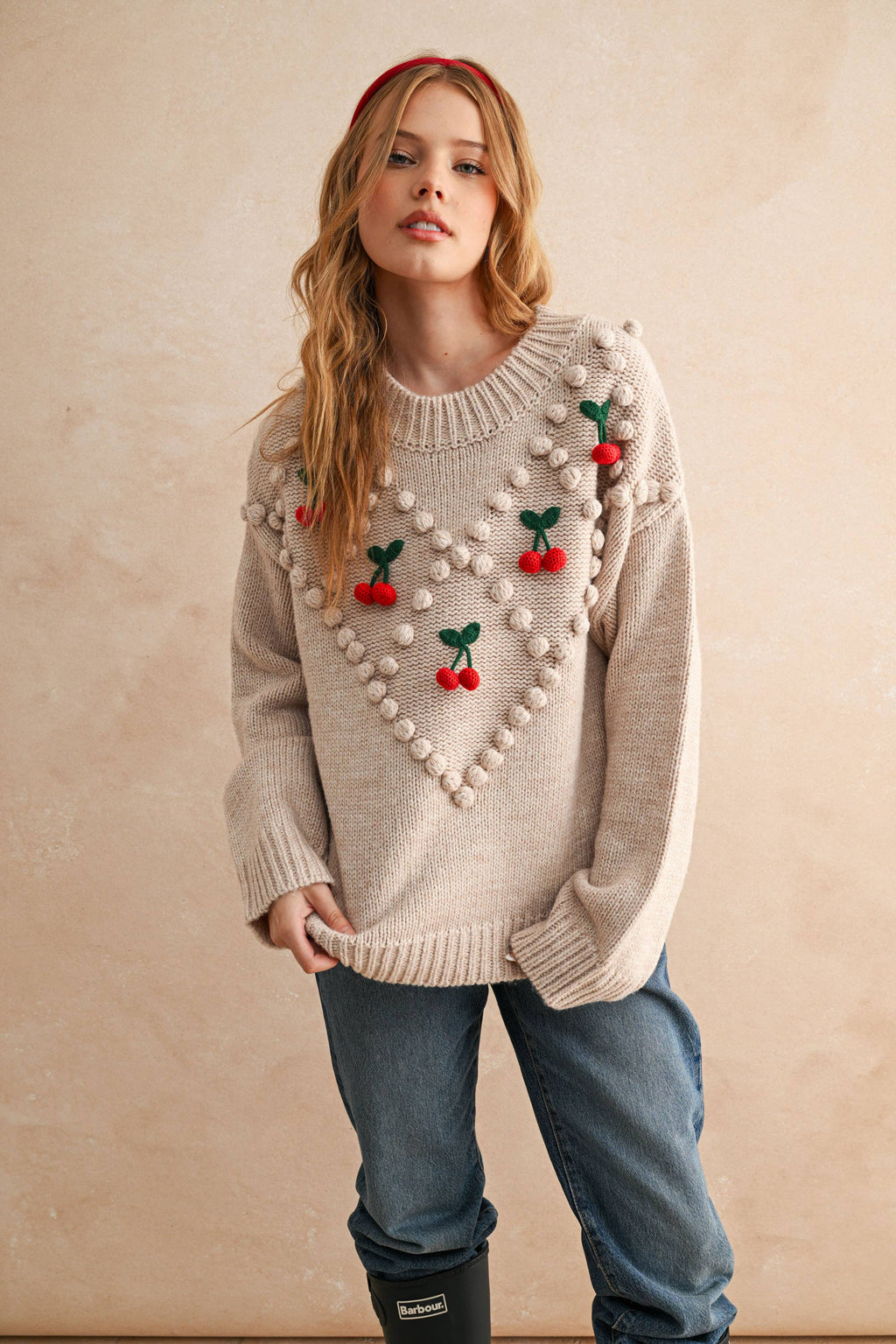 CHERRY TRIM SWEATER