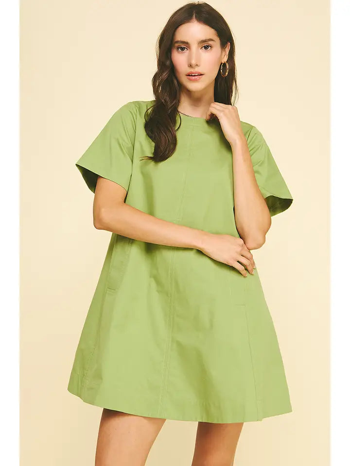 Tunic Mini Dress with Tucked Detail At Back