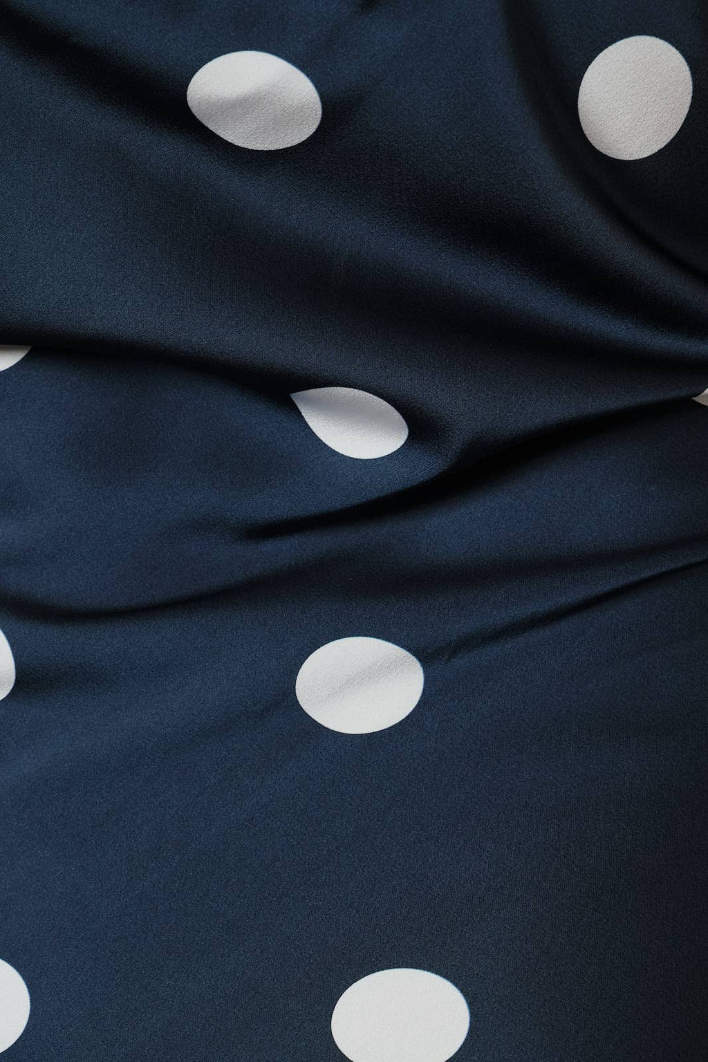 ASYMMETRICAL LACE DETAIL POLKA DOT MIDI DRESS