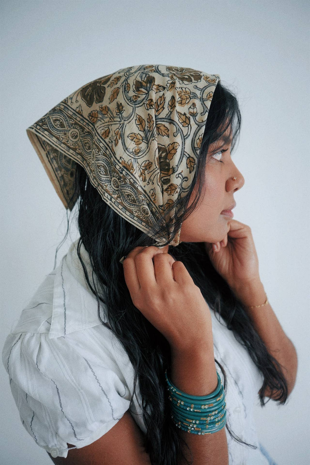 Arabian Jasmine - Kalamkari Cotton Bandana