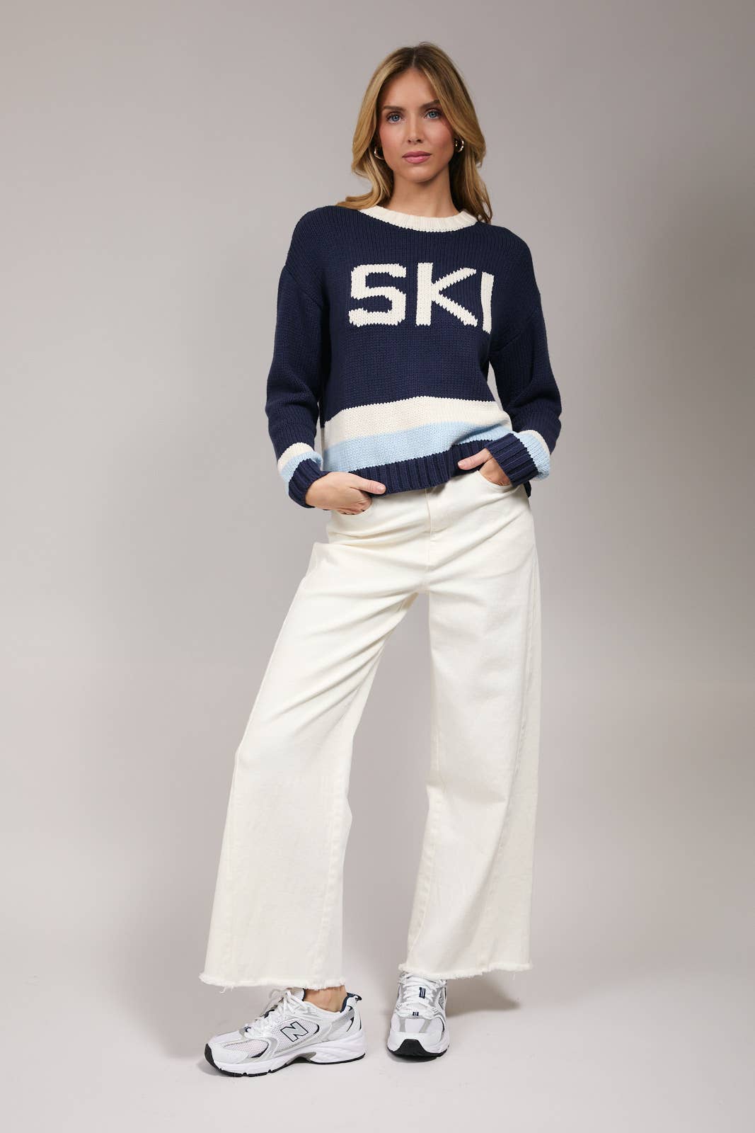 ROUND NECK LONG SLEEVE "SKI" SWEATER