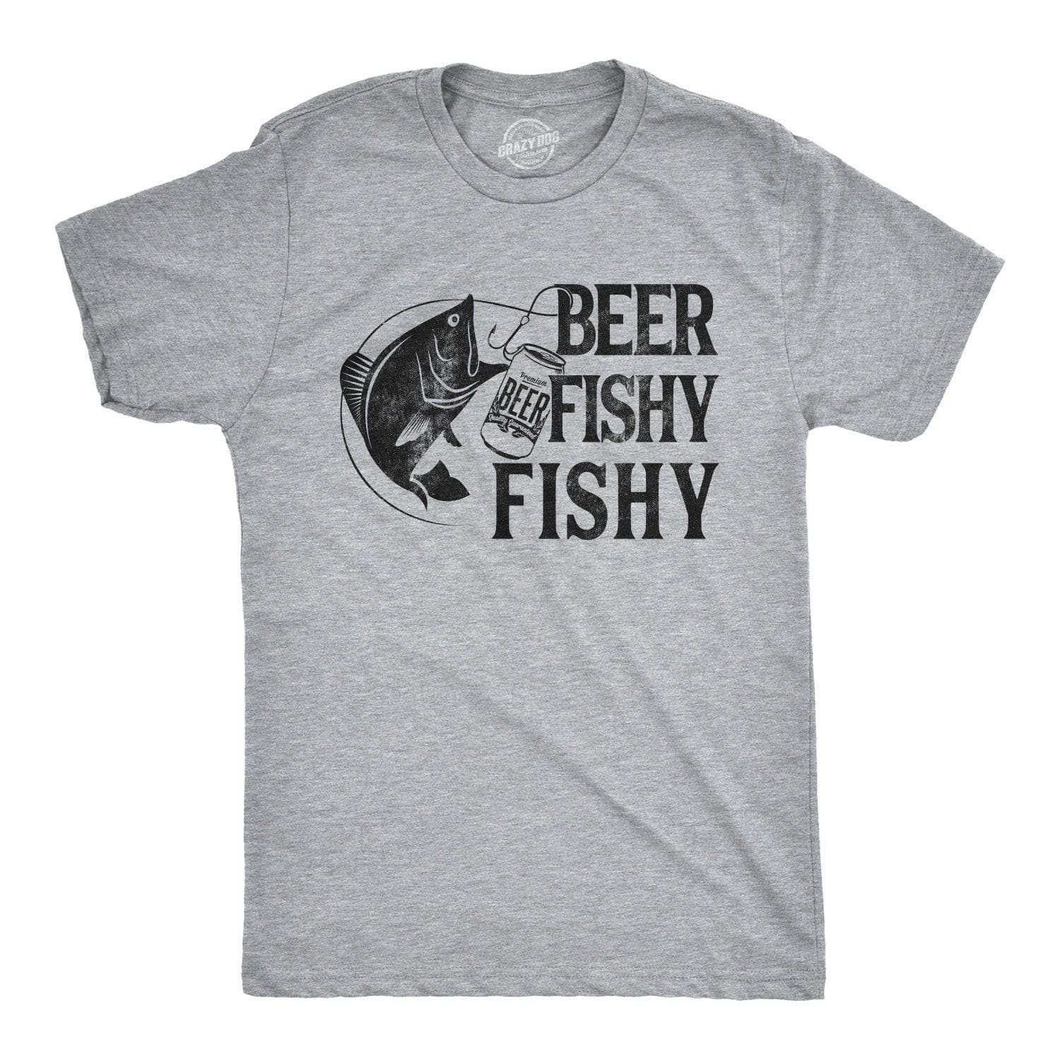 Beer Fishy Fishy Funny Graphic T-shirt Mens Fishing Tee
