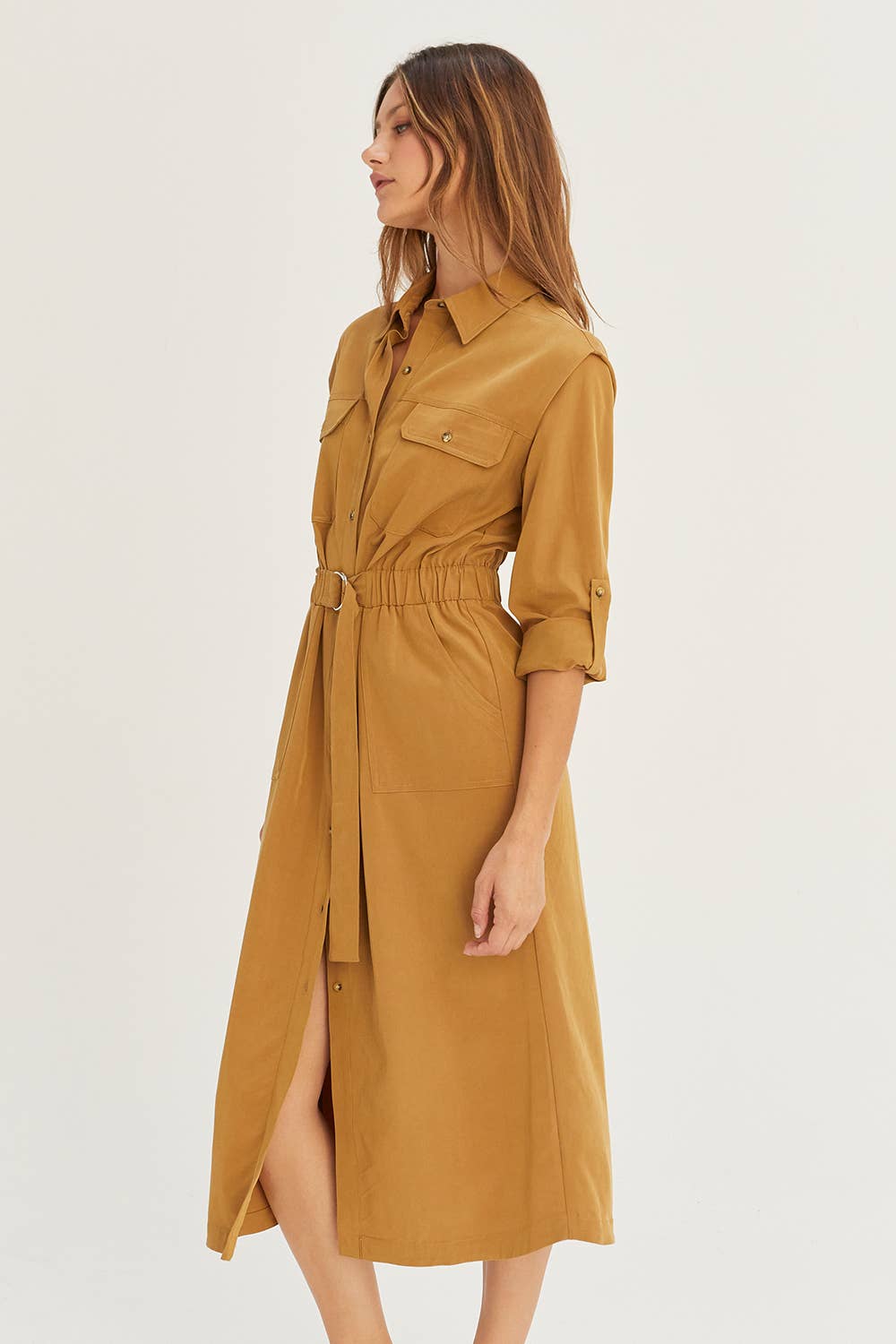 CD8031 - Kayla Button Up Utility Midi Dress