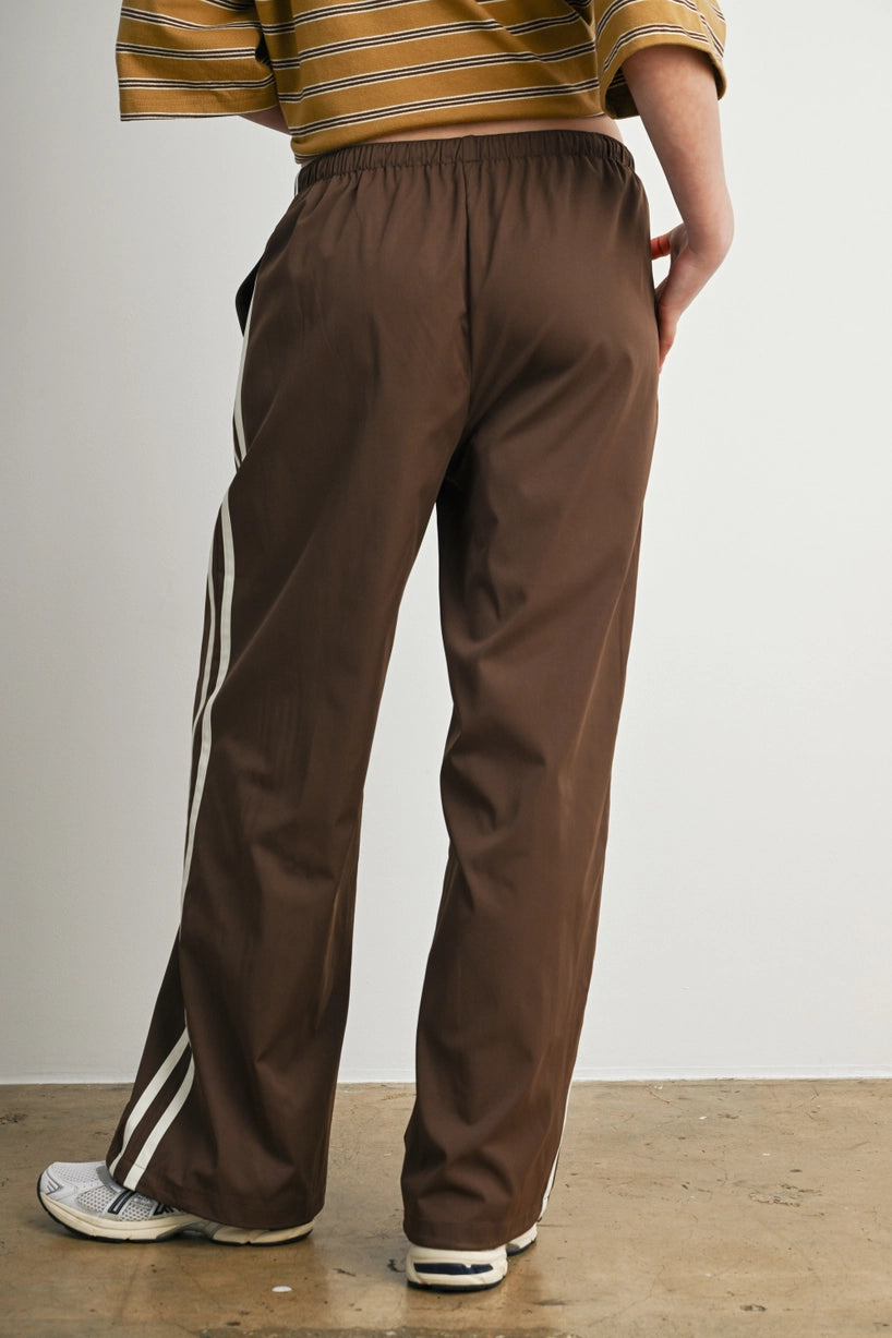 Striped Drawstring Wide-Leg Pants