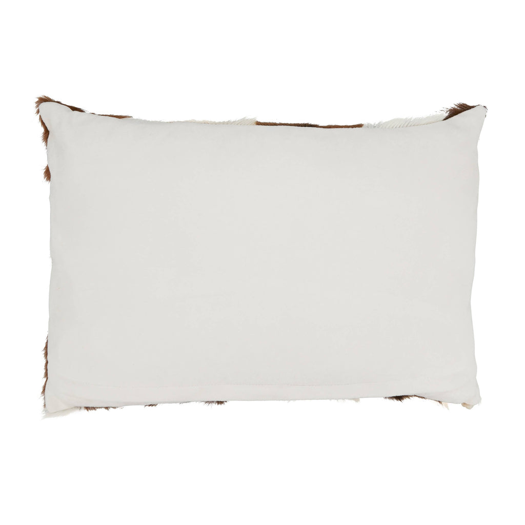 Patchwork Goat Fur Pillow - Poly Filled