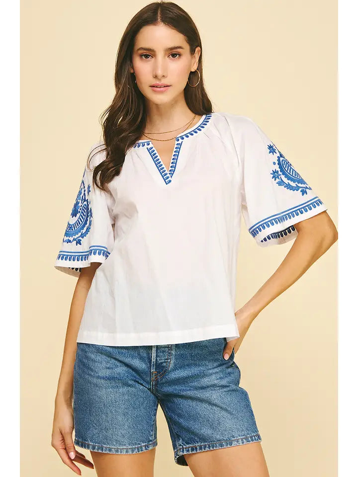 Bohemian Embroidered Blouse Top