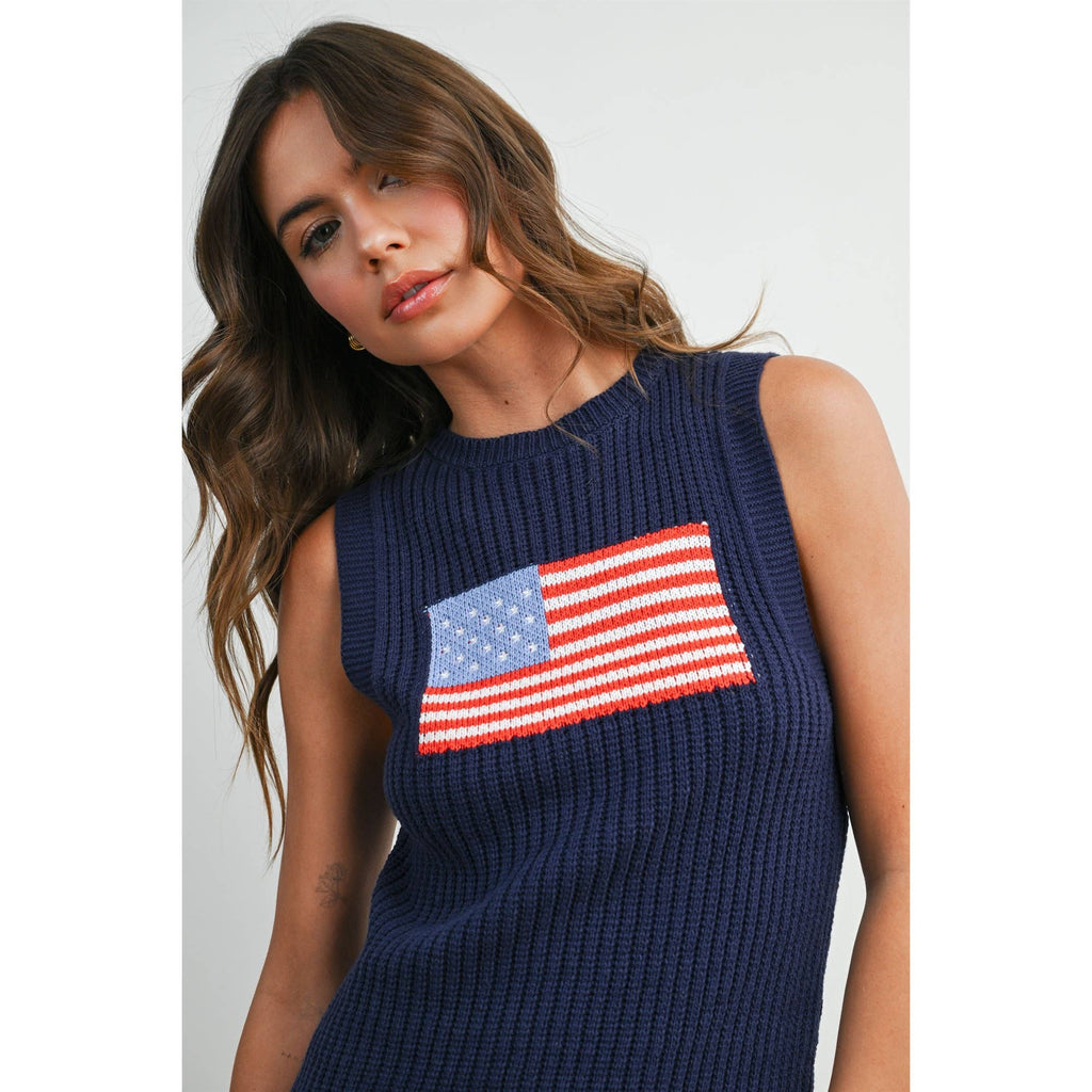 American Flag Graphic Sleeveless Knit Dress