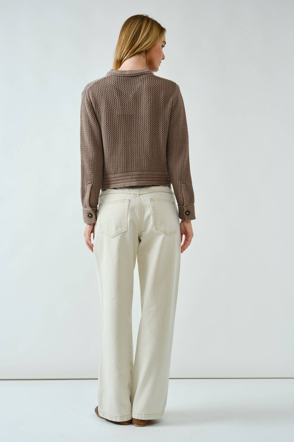 DRAWSTRING WAIST BOTTOM FLY STRAIGHT JEANS