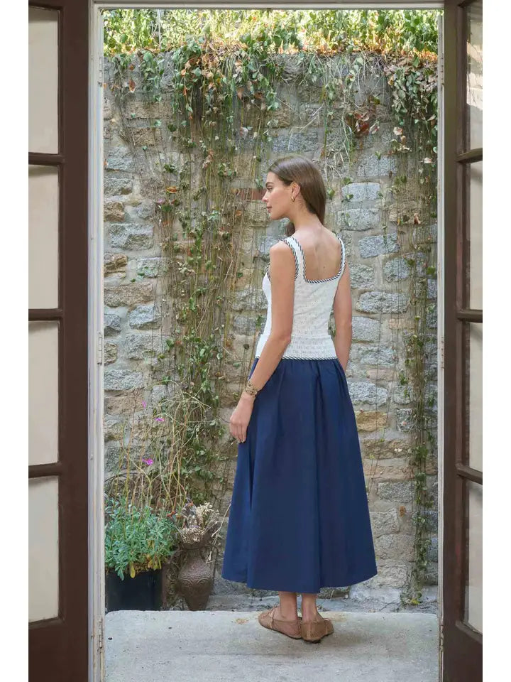 Sleeveless Button Down Knit Midi Mix Media Dress