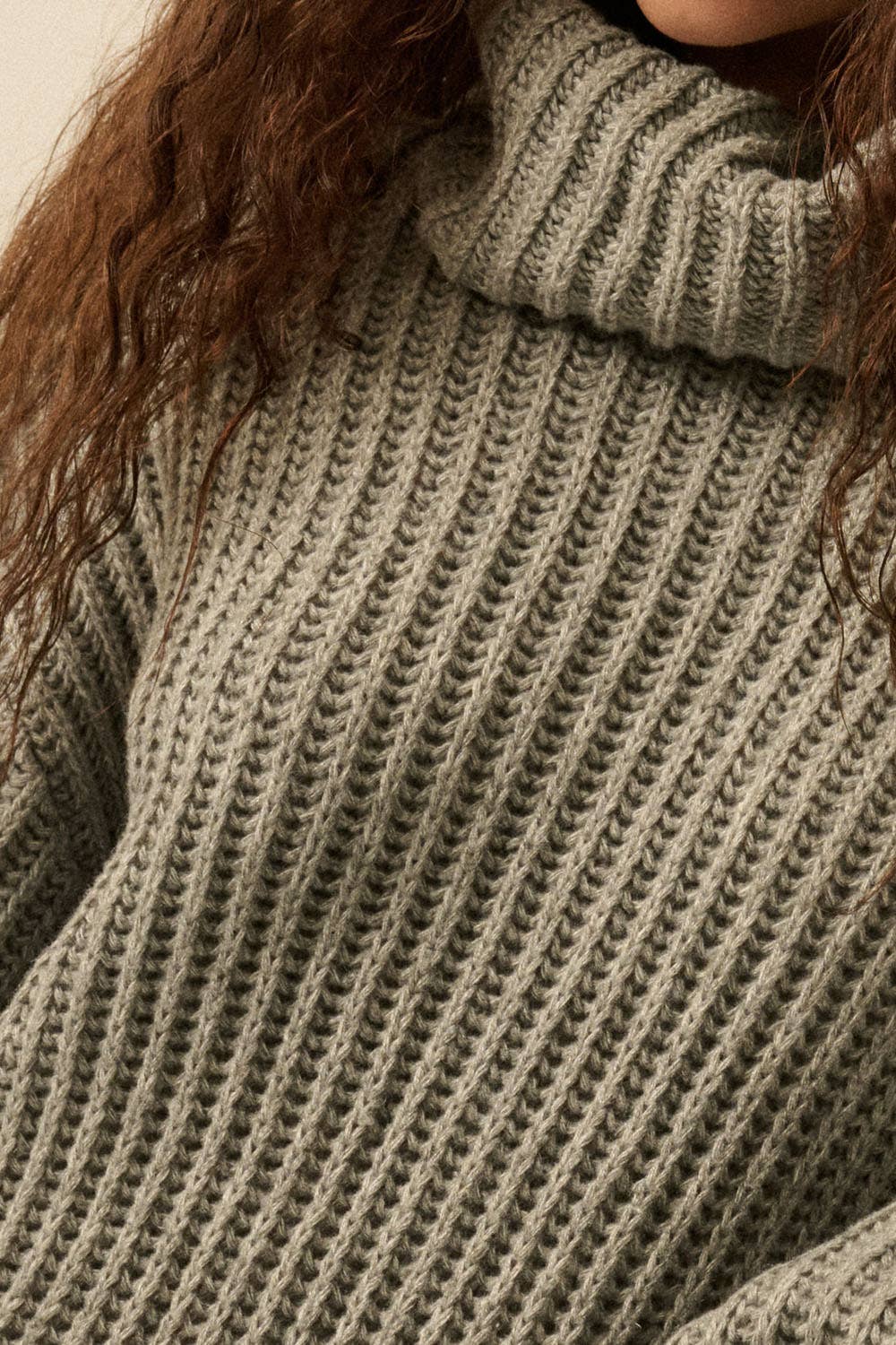 Rib Knit Turtle Neck Oversized Sweater