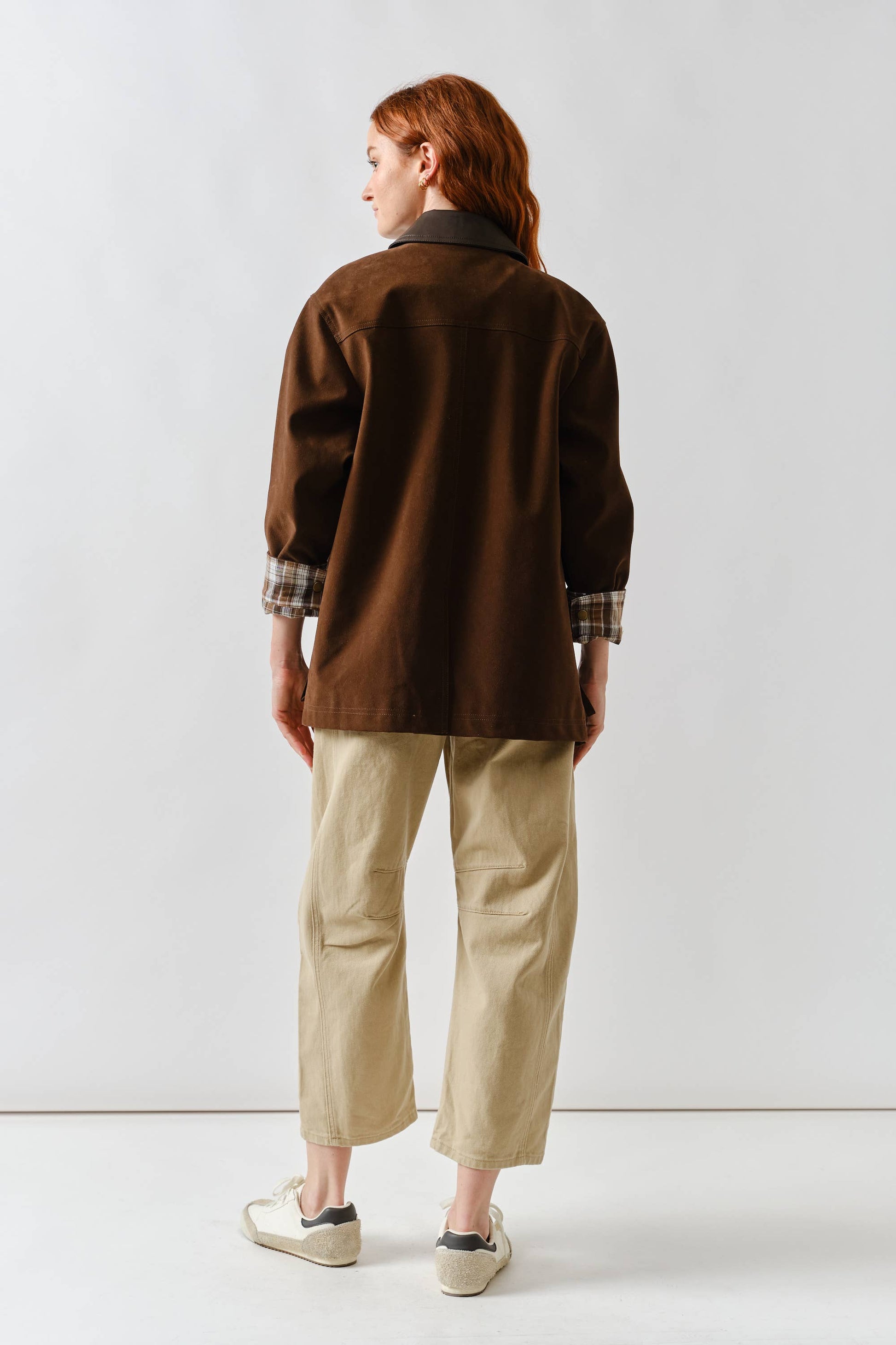 MAJ3262 SUEDE CASUAL JACKET WITH LEATHER COLLAR