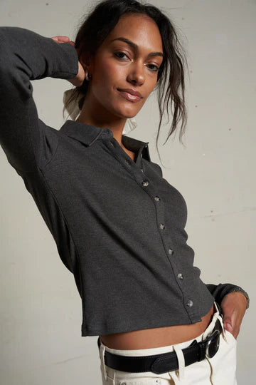 Polo Rib Button Only AMEE- LUXE RIB BUTTON UP POLO – Cedar & Thread