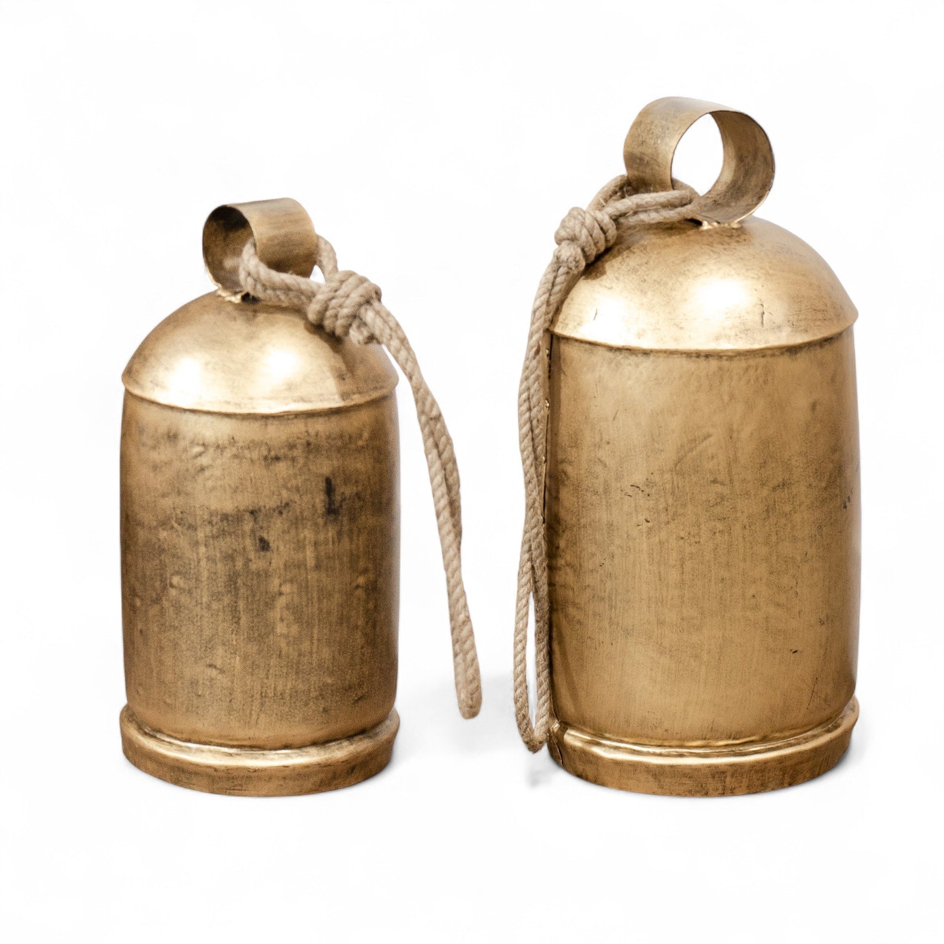 Distressed Gold Bell with Rope Hanger | 2 Sizes