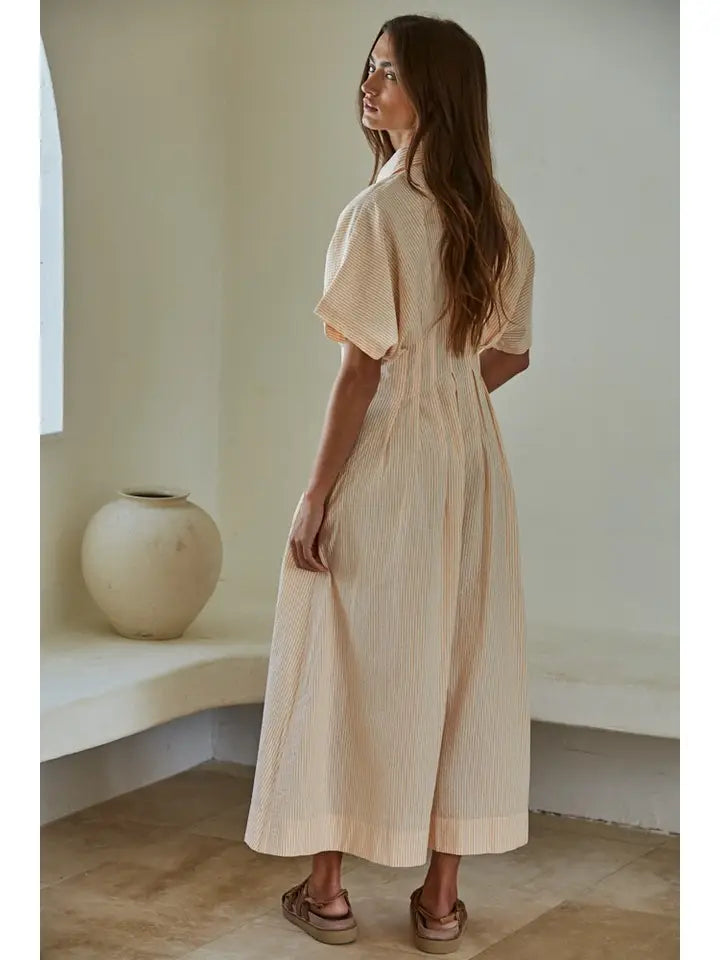 ORANGE AND CREAM BUTTON UP DRESS