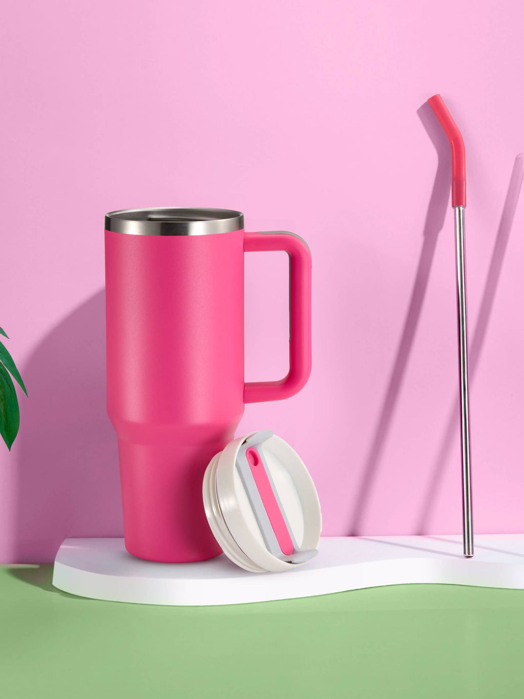 Kook Stainless Steel Tumbler, with Straw and Handle, 40 oz