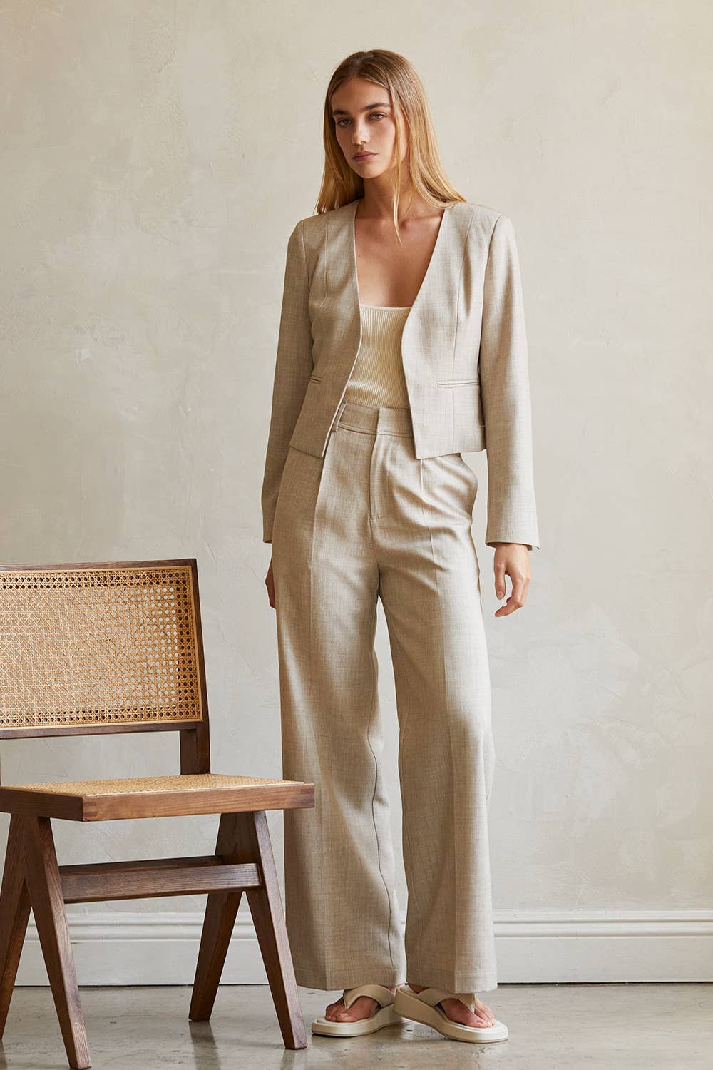 Luna Pleat Front Trouser - OATMEAL