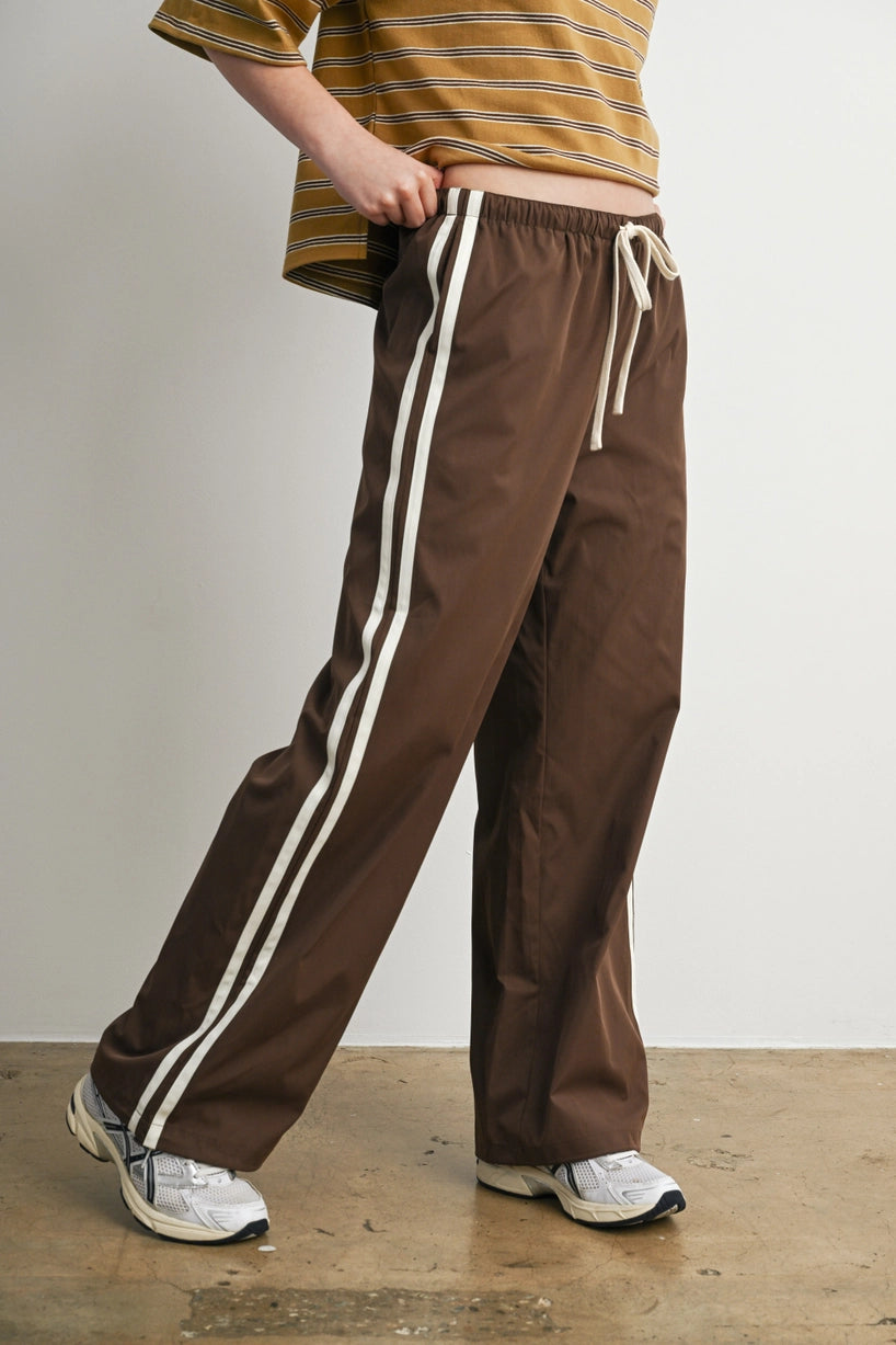 Striped Drawstring Wide-Leg Pants