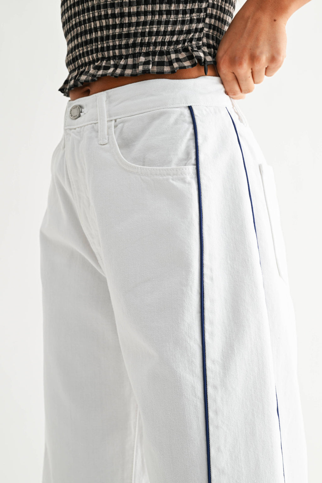 White Barrel Jean - High-Rise Wide Leg Curved Denim