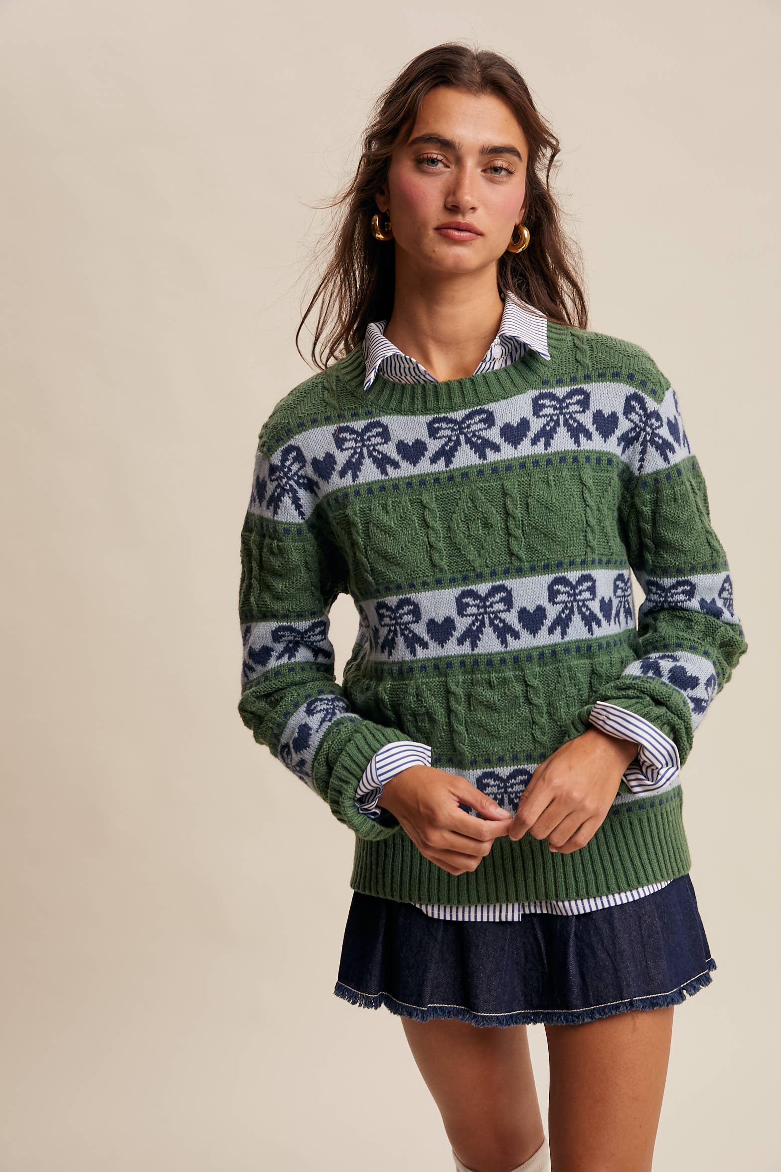 Bow & Heart Knit Pullover LSW1017