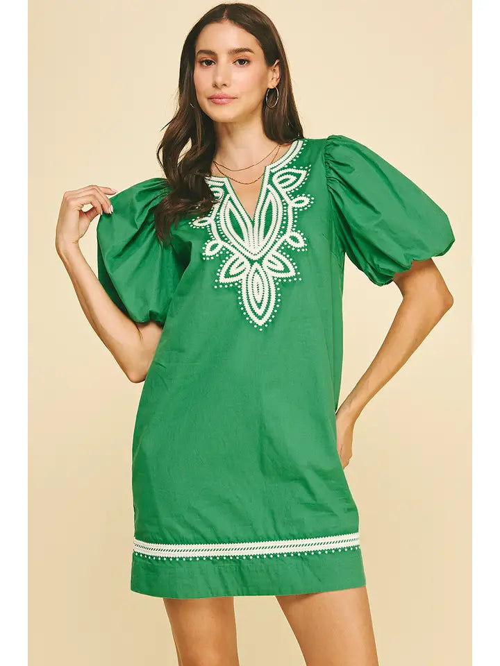 Embroidered Detail Mini Dress