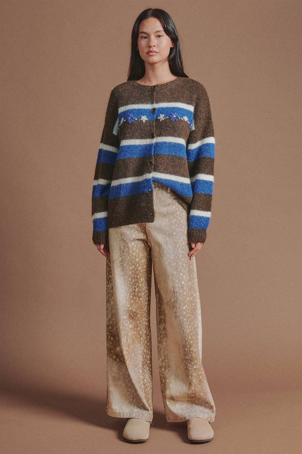 Deer Spot Wide Leg Twill Pants